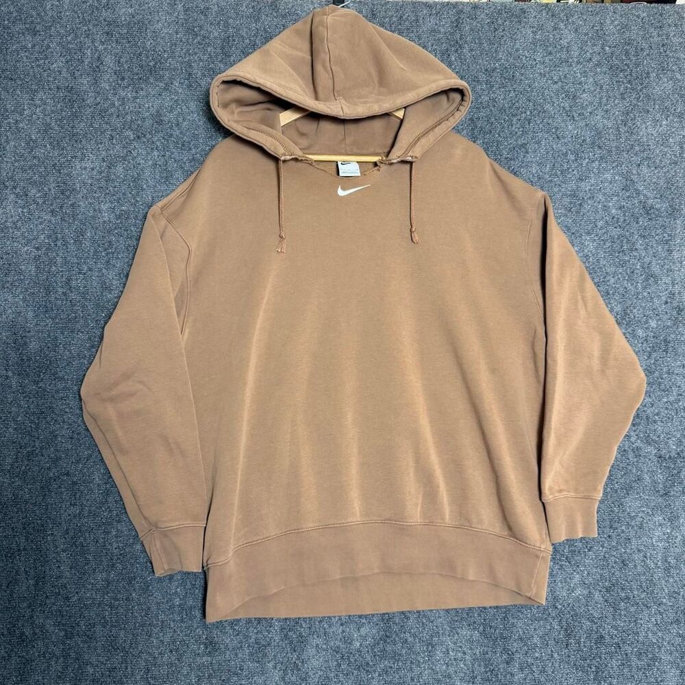 Nike Brown Hooded Sweatshirt with White Swoosh
